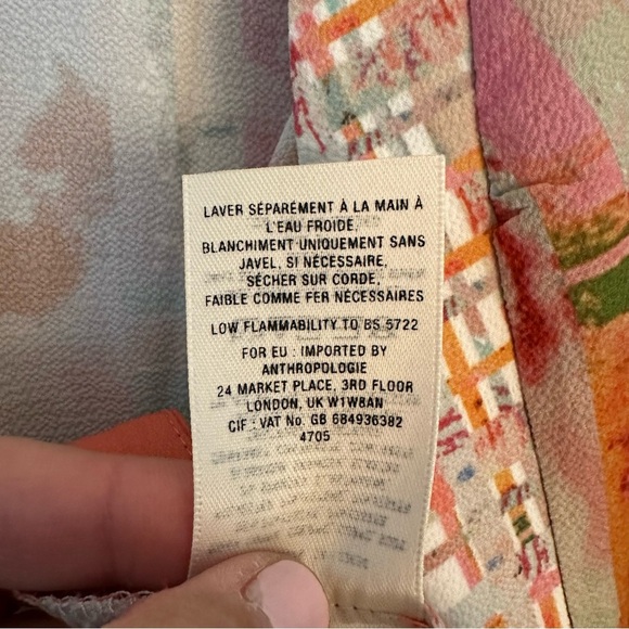 Anthropologie Floreat | Orange & Ivory Striped Boho Kimono Sleeve Top One Size - Picture 4 of 15